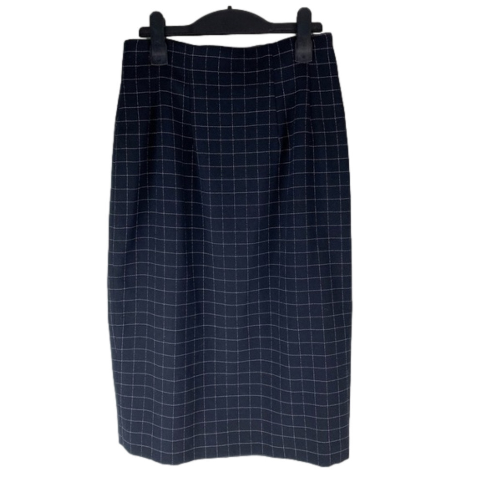 ANN Taylor Navy & White Wool Blend Pencil Skirt size 6